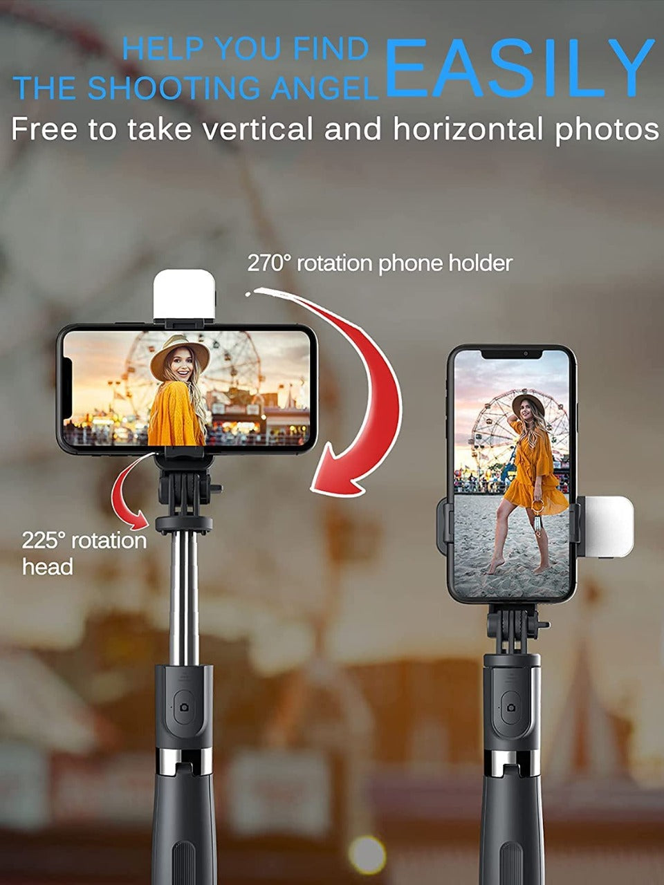Selfie Stick with detachable Bluetooth Remote, Multifunctional Selfie Stick with Extendable stainless steel monopod expandable to become tripod.